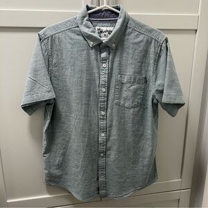 HURLEY Shirt Men’s Short Sleeve The Standard Collection Slub Button Down Blue M